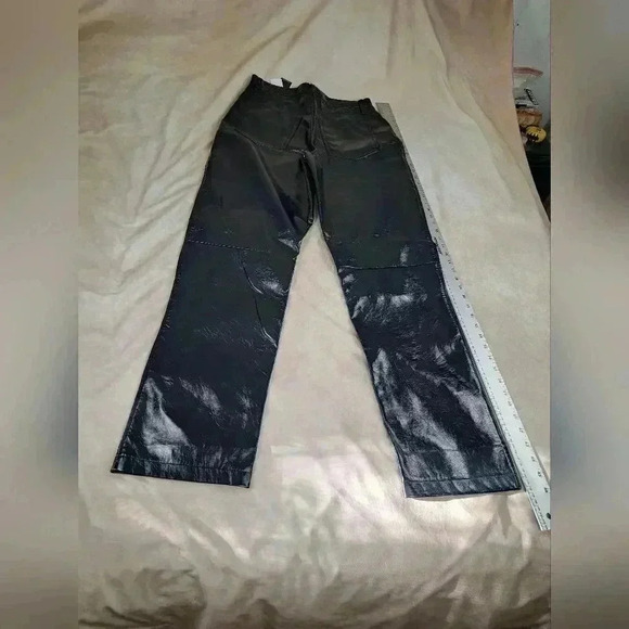 Abercrombie & Fitch Vegan Leather 90s Straight Curve Love Pants Black Size 31 - Picture 3 of 12